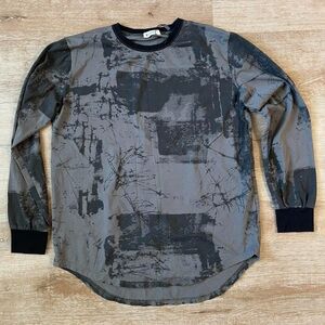 grunge alt art kid Men's Gray Abstract Long Sleeve Shirt